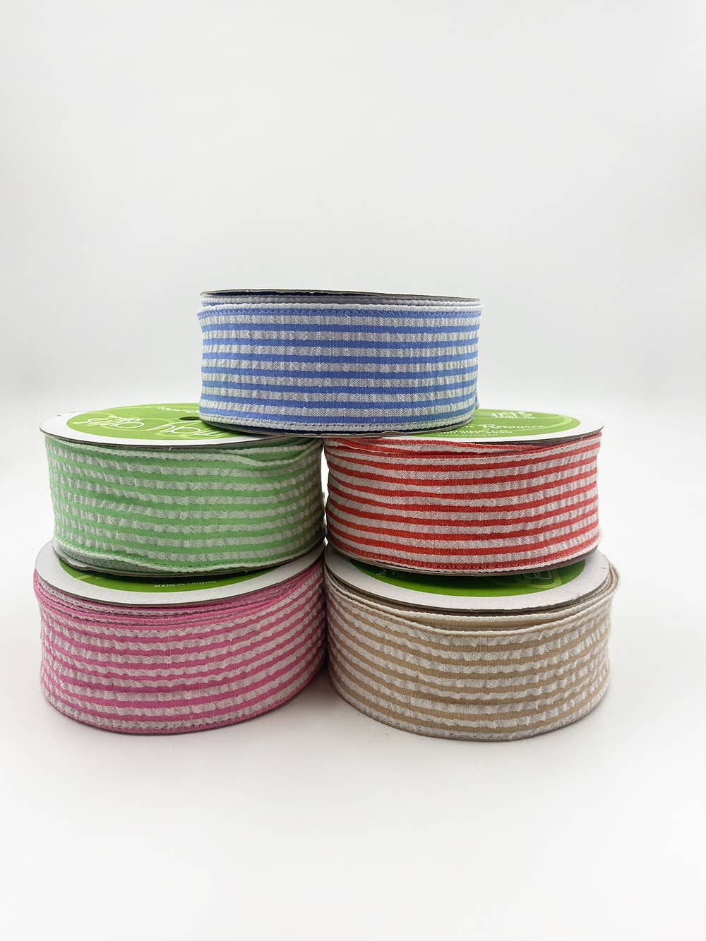 1.5" Wired Candy Apple Red & White Seersucker Ribbon