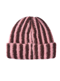 Haila - Color-block Striped Cuffed Knitted Beanie - Warm & Stylish