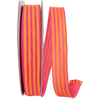 Broad Striped Linen, Orange/fuchsia, 1-1/2 In