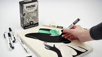 PINTAR Art Supply Professional Outline & Fill Pack - Set of 18 Black/White Paint Markers (6) 0.7mm (6) 1mm (6) 5mm Tips - Smooth-Flowing Japanese Ink