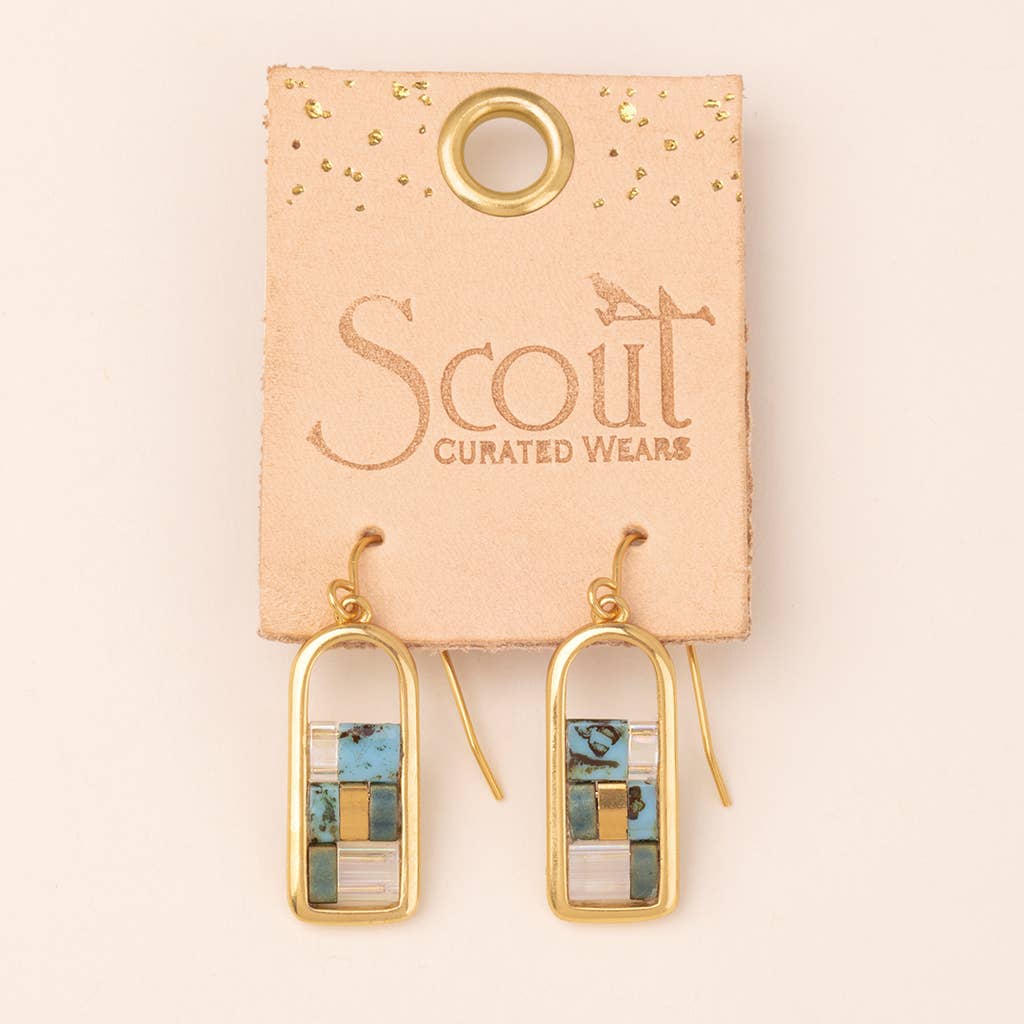 Good Karma Miyuki Frame Earring - Turquoise/Gold / Scout