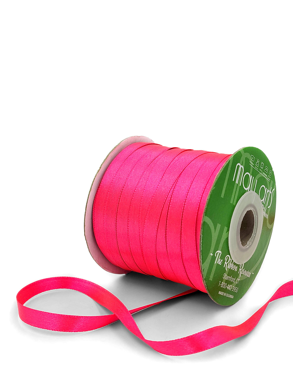 ~3/8"Luster Double Face Satin Ribbon, Neon Fuchsia