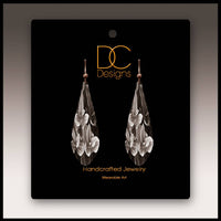 Black and White Floral Long Drop Handmade Earrings