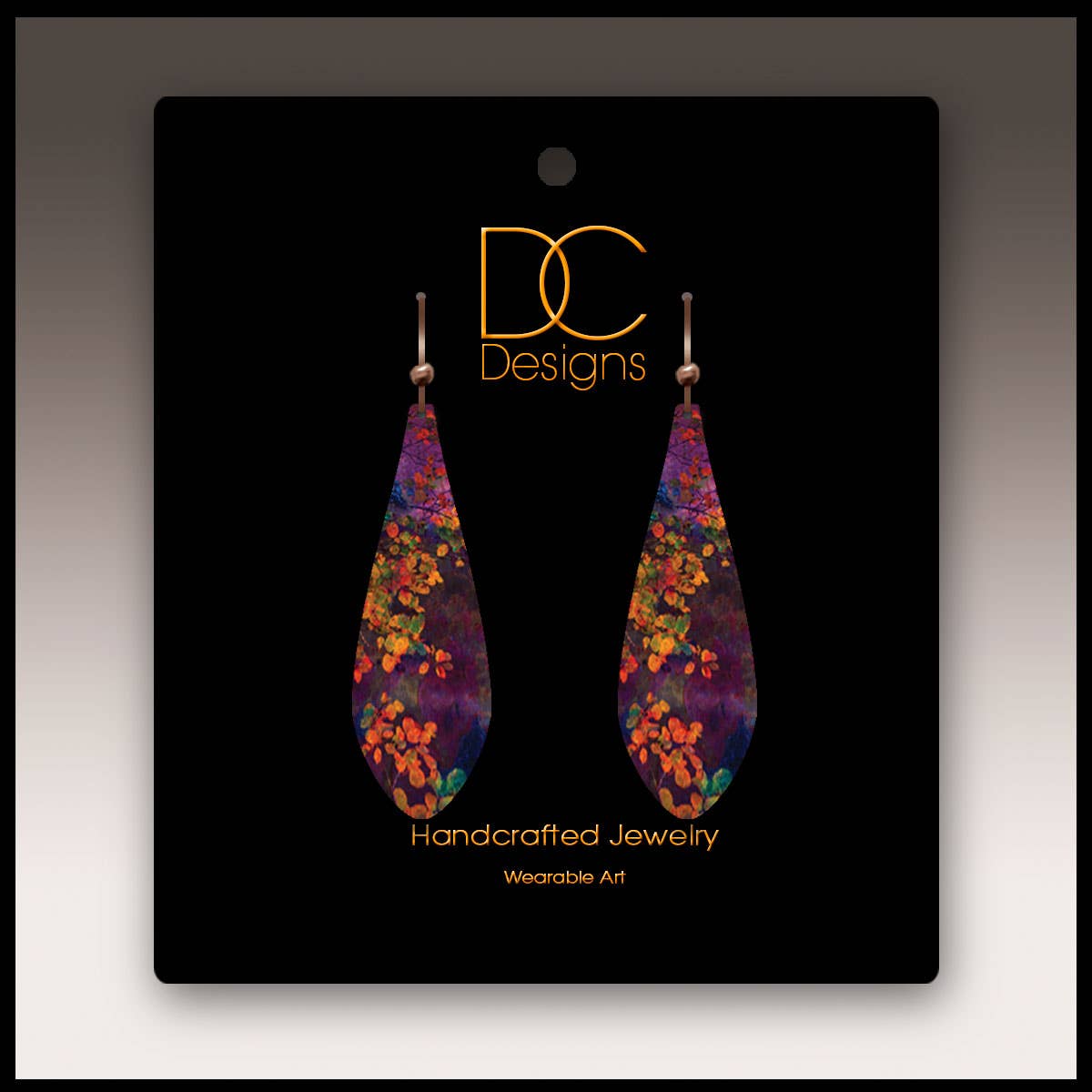 Purple Foliage Nature Long Drop Handmade Earrings