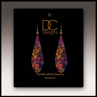 Purple Foliage Nature Long Drop Handmade Earrings