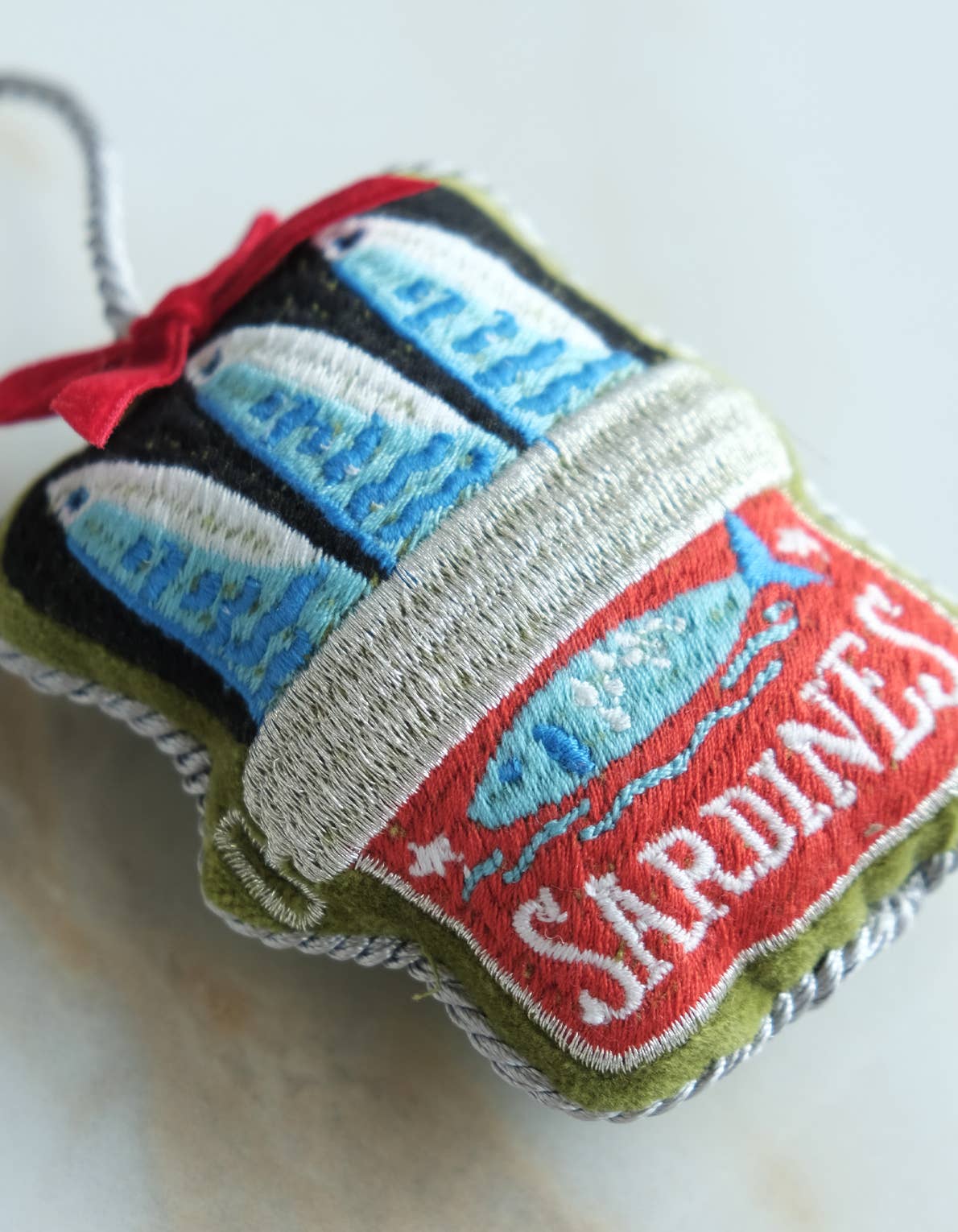 Velvet Embroidered Ornament | Sardine Tin
