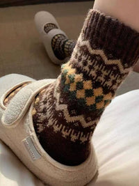 Rufia - Nordic Patchwork Knit Crew Socks