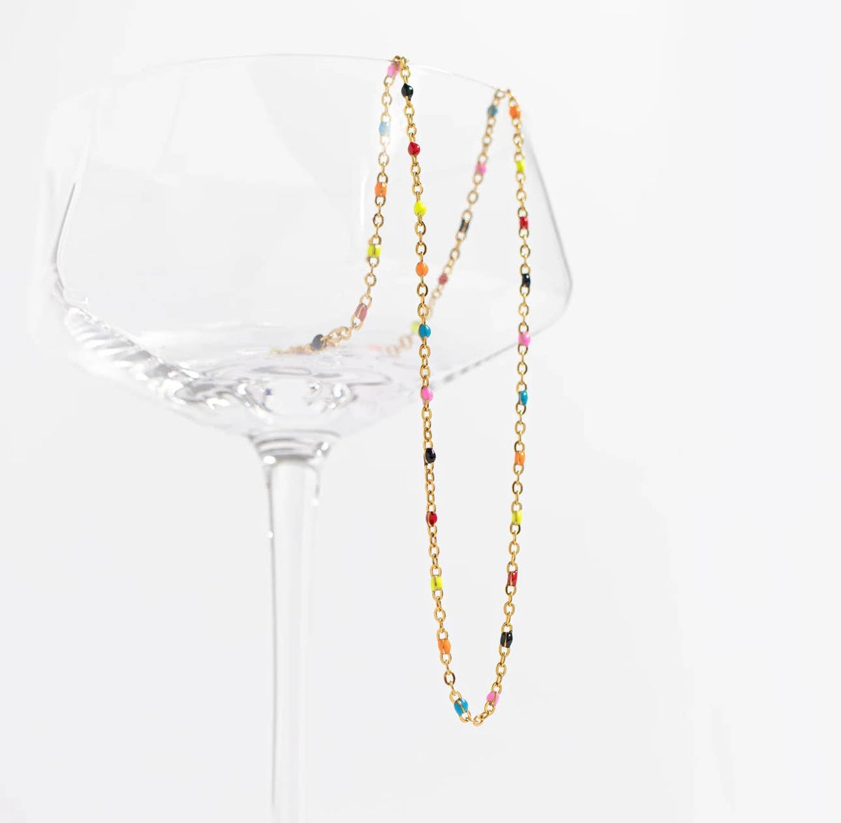 Paisley multi confetti chain necklace | 18k gold plated