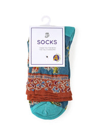 Rufia - Embossed Floral Pattern Women's Socks: Blue / One Size