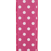 Aspirin Dot Linen Wired Edge, Fuchsia, 2-1/2 In