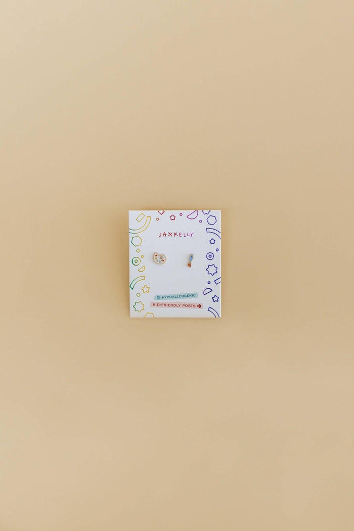 Artist Palette Enamel Flat Back Earrings
