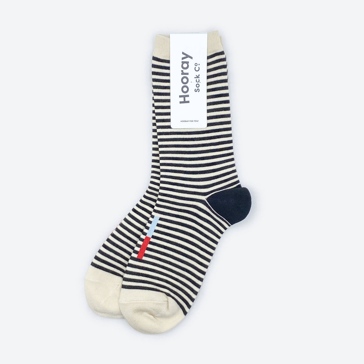 Cole Black and White Striped Crew Socks / Hooray Sock Co.