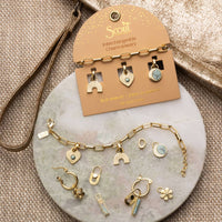 Interchangeable Charm Earring - Rose Quartz/Love/Gold / Scout