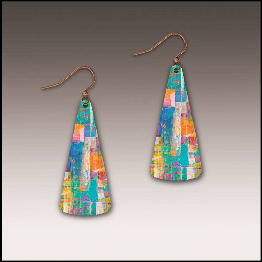 Mosaic Abstract Triangle Drop Handmade Earrings
