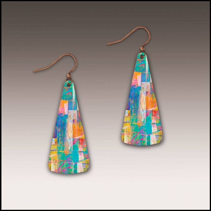 Mosaic Abstract Triangle Drop Handmade Earrings