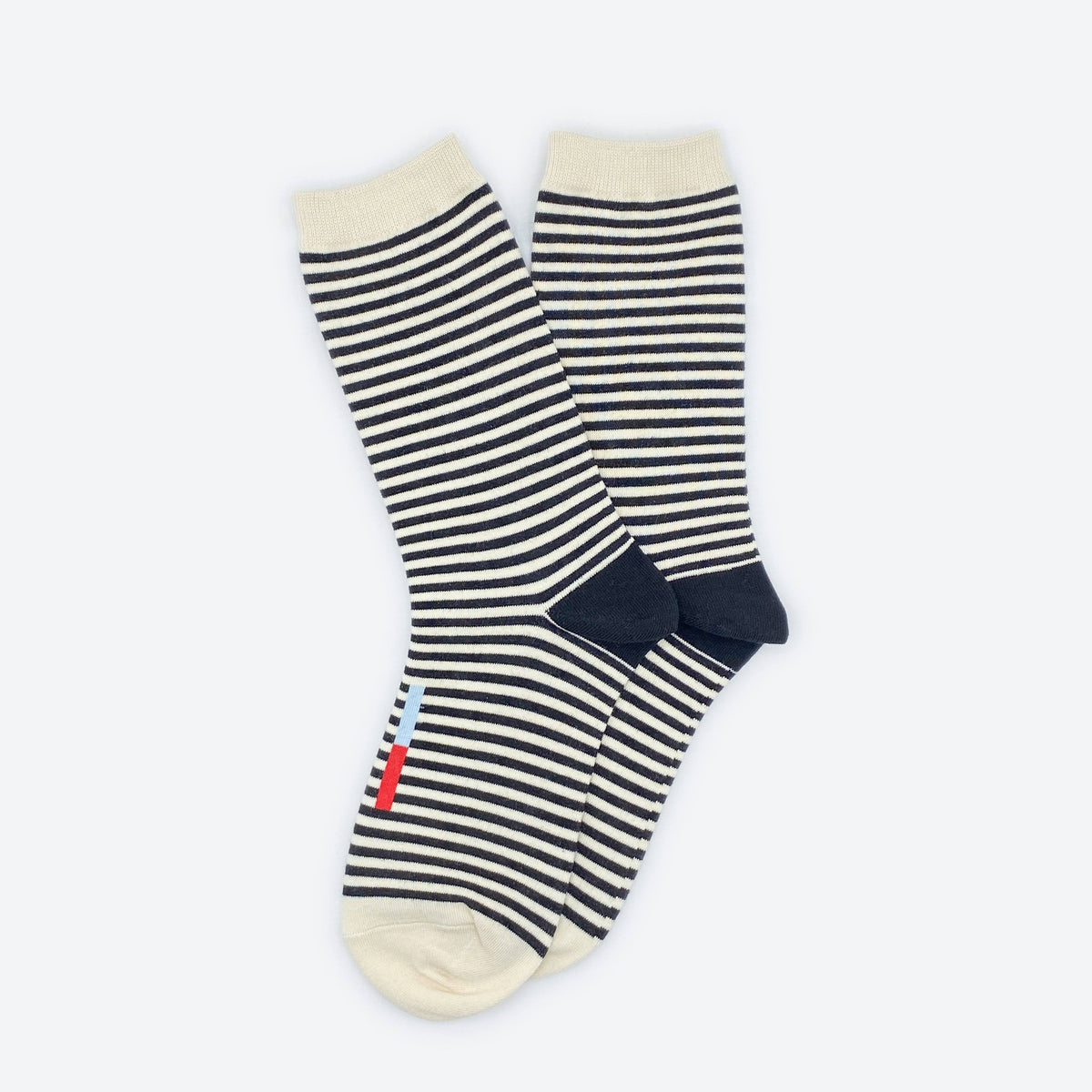 Cole Black and White Striped Crew Socks / Hooray Sock Co.
