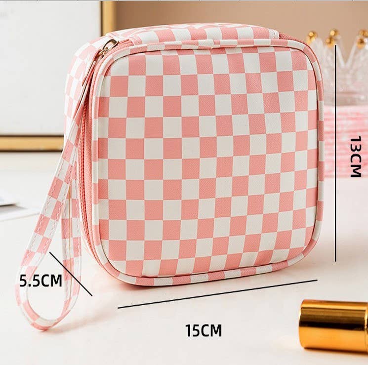 Cute Checkered Travel Tote - Perfect Gift - Makeup, Jewelry & Art Supplies