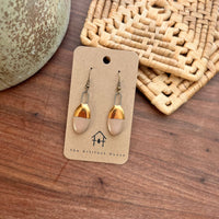 Nude Pink Half Dipped Rose Clay Earrings
