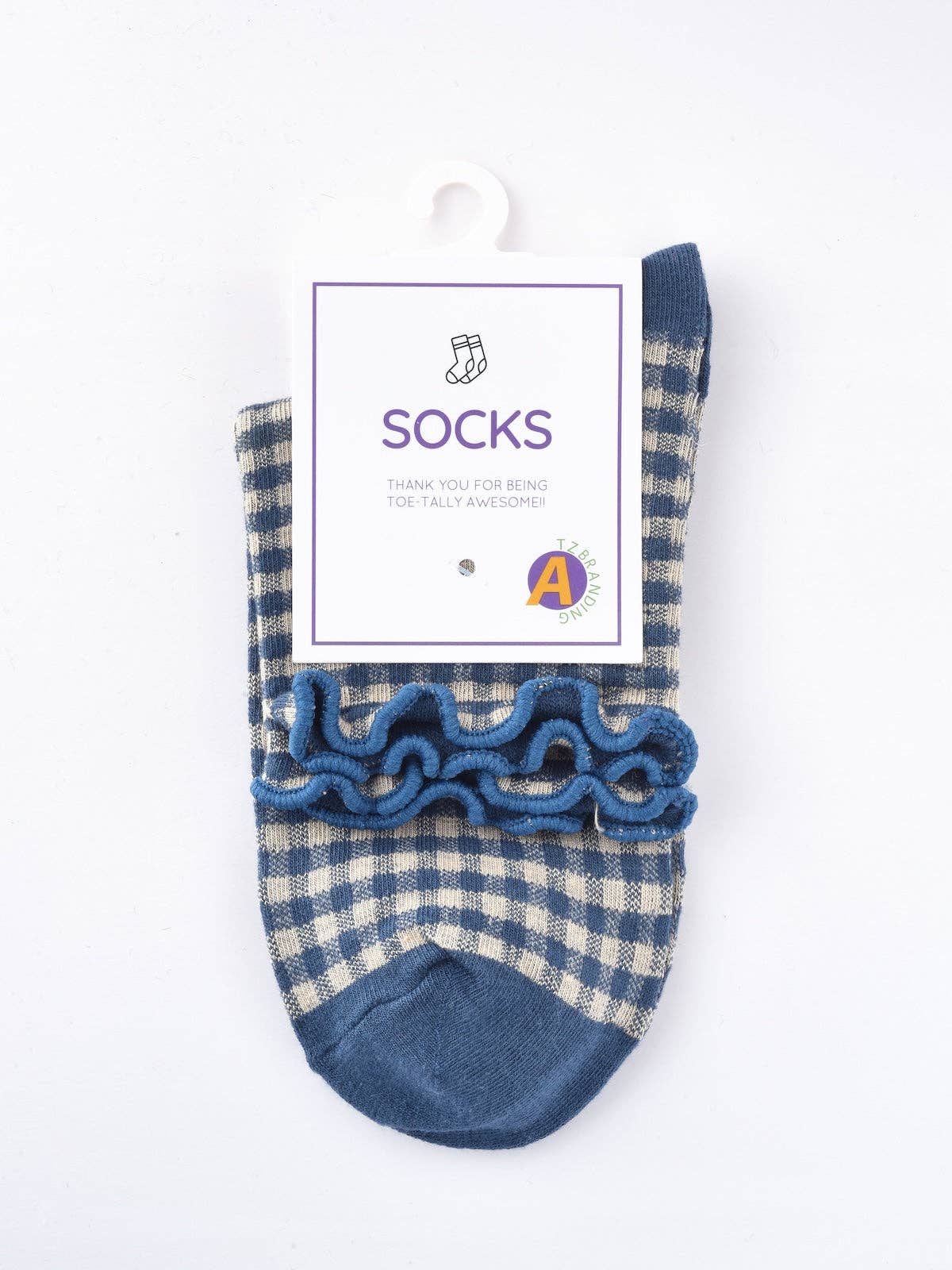 Rufia - Colorful Check Pattern Lace Socks: Orange / One Size