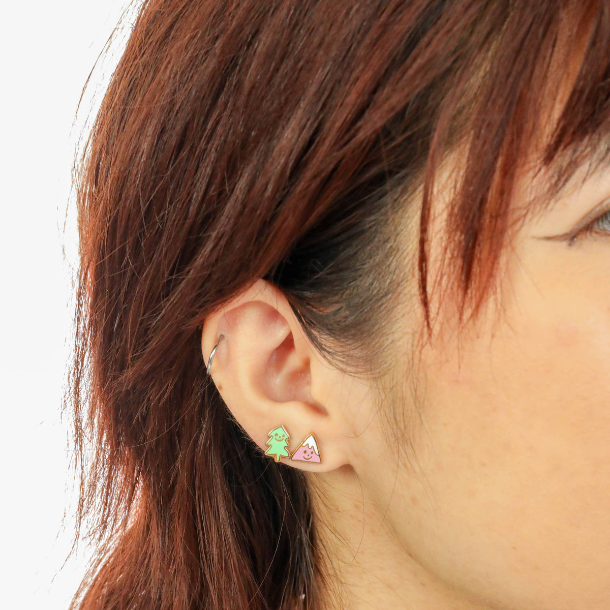 Mountain & Tree Gold Post Earrings | Hiking & Outdoors Gift