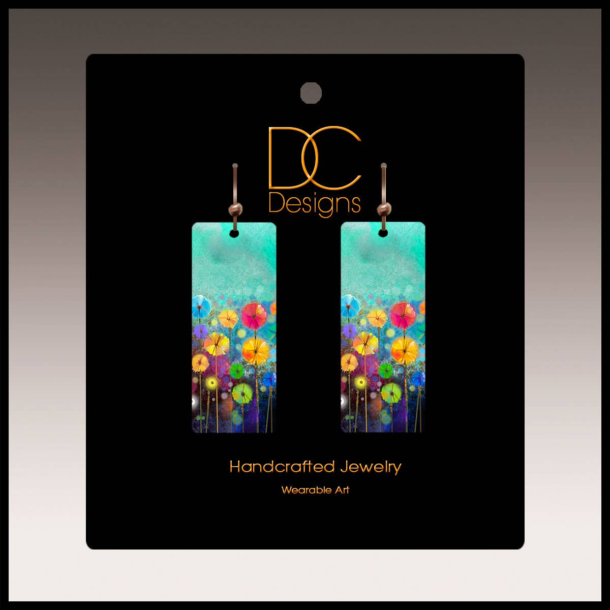 Turquoise Floral Summer Rectangle Earrings