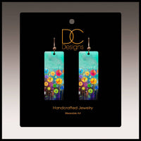 Turquoise Floral Summer Rectangle Earrings