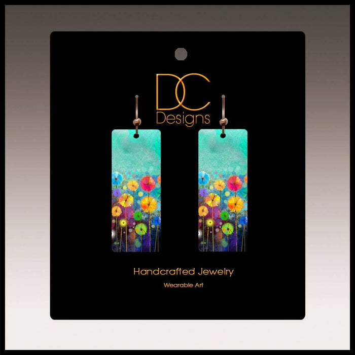 Turquoise Floral Summer Rectangle Earrings
