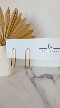 Carlysle Gold Plated Oval Studs - Large / Bella Rey