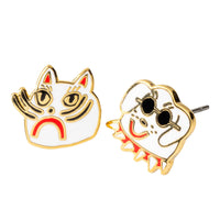 Kristina Micotti Cat & Dog Earrings | Mismatched Gold Studs