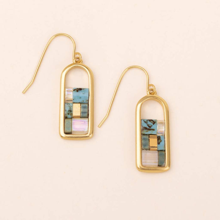 Good Karma Miyuki Frame Earring - Turquoise/Gold / Scout