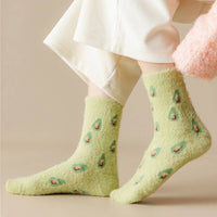 Warm Fuzzy Socks - Cute Fruit Motifs - Soft Chinlon