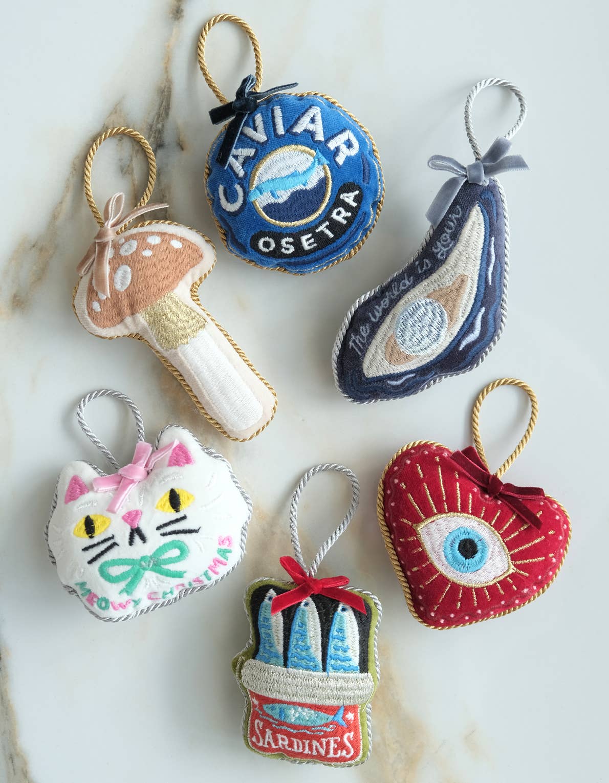 Velvet Embroidered Ornament | Sardine Tin