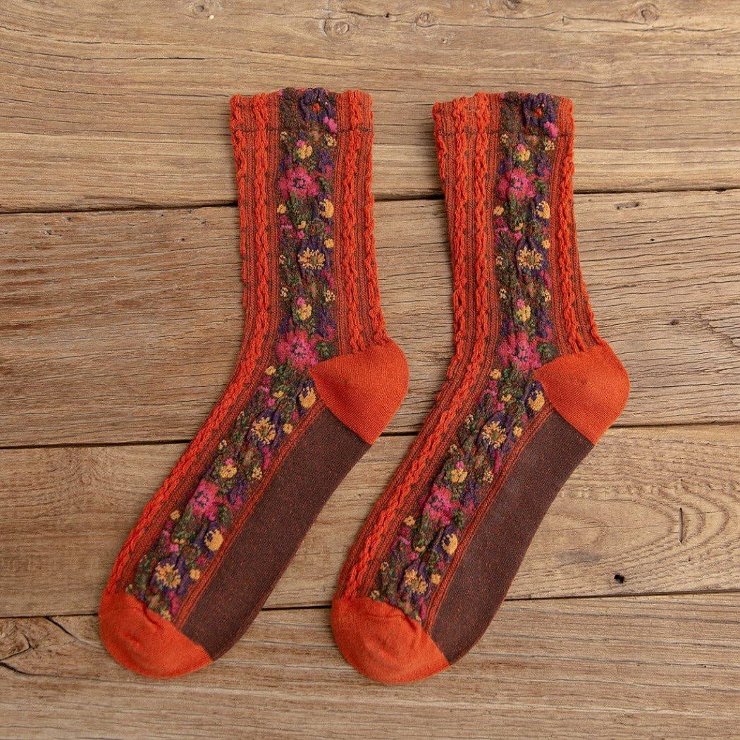 Vintage Floral Print Summer Socks / Rufia
