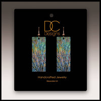 Blue Branches Artistic Rectangle Earrings