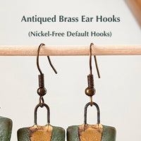 Speckled Olive Two Piece Gold Lined Earrings