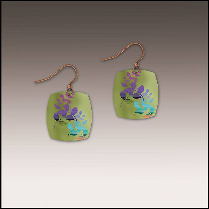 Electric Lime Foliage Button Drop Handmade Earrings