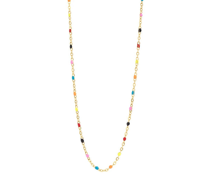 Paisley multi confetti chain necklace | 18k gold plated