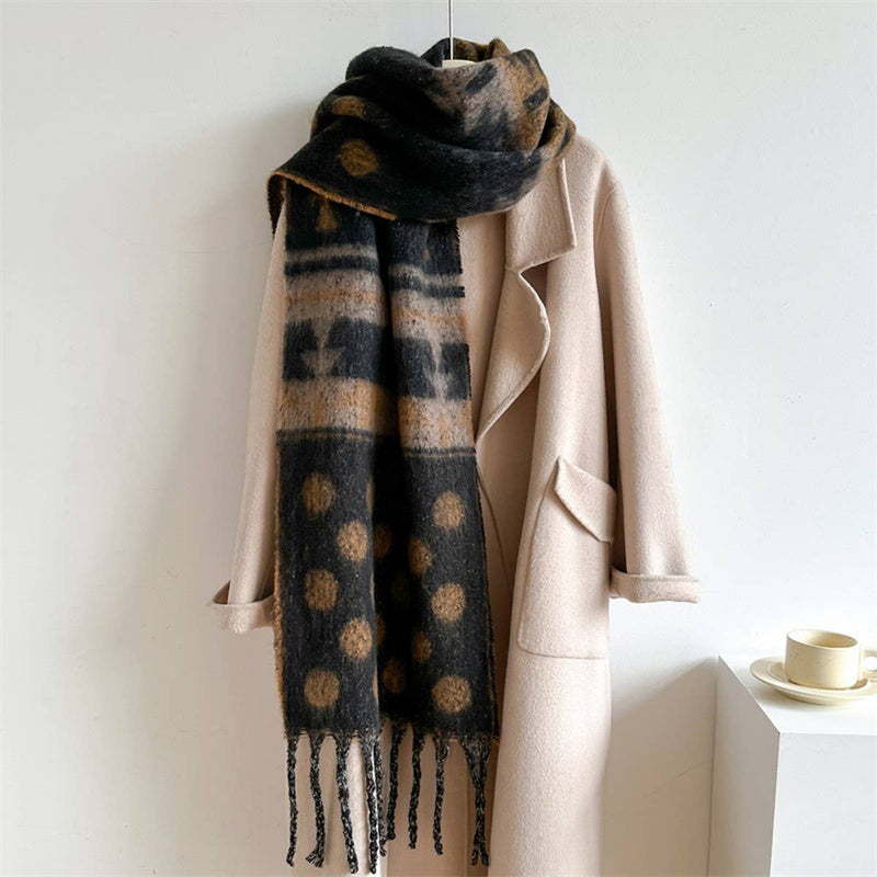 Fringed Polka Dot Scarf