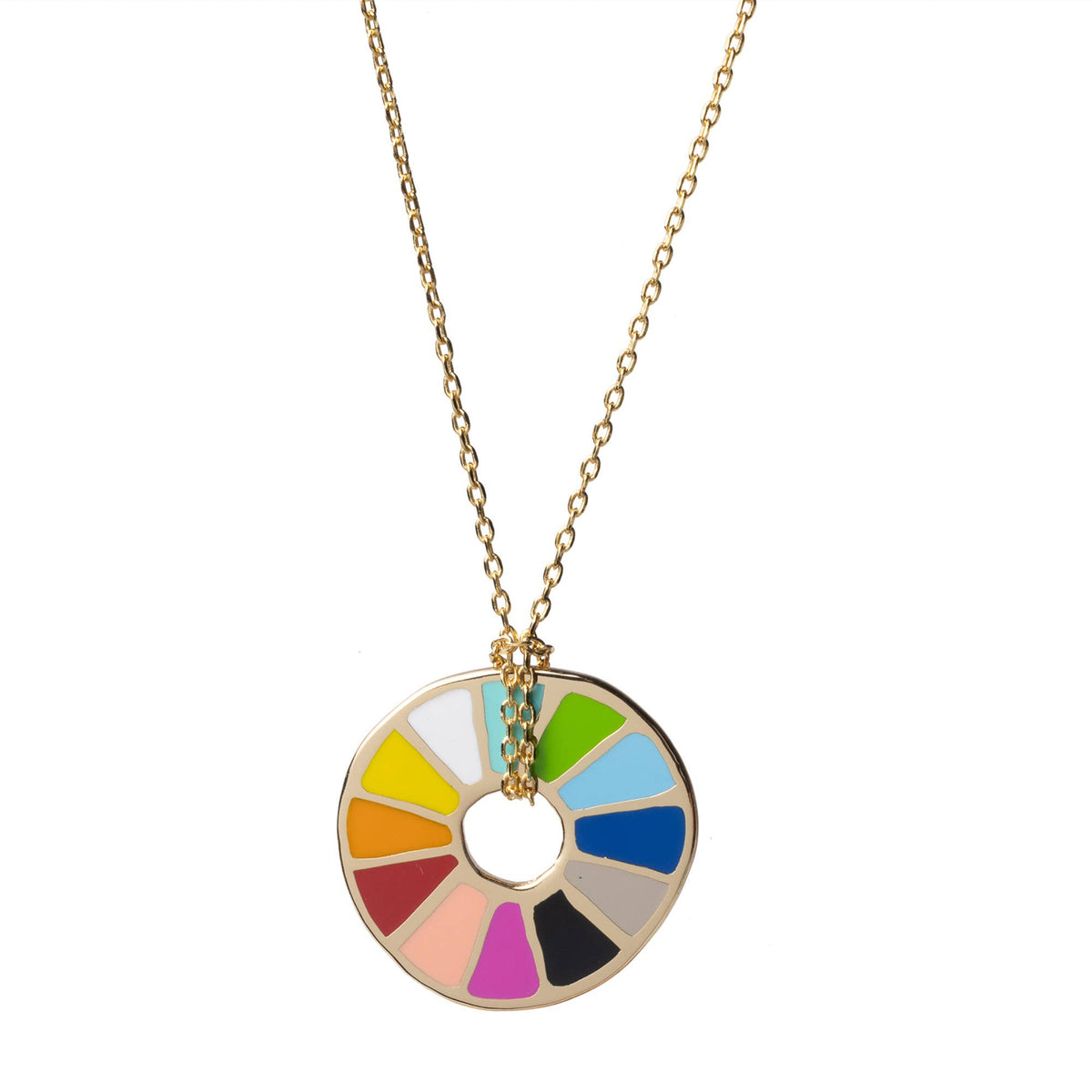 Color Wheel Pendant Necklace | Gold Jewelry Artist Gift