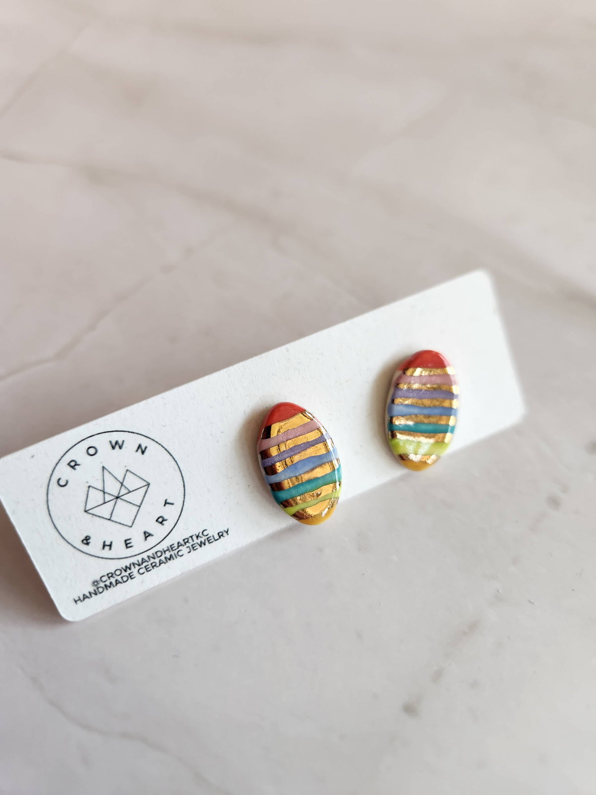 Rainbow Stripe Stud Earrings