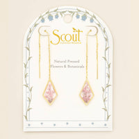 Pressed Flower Thread Earring - Pink Lace Flower/Gold / Scout