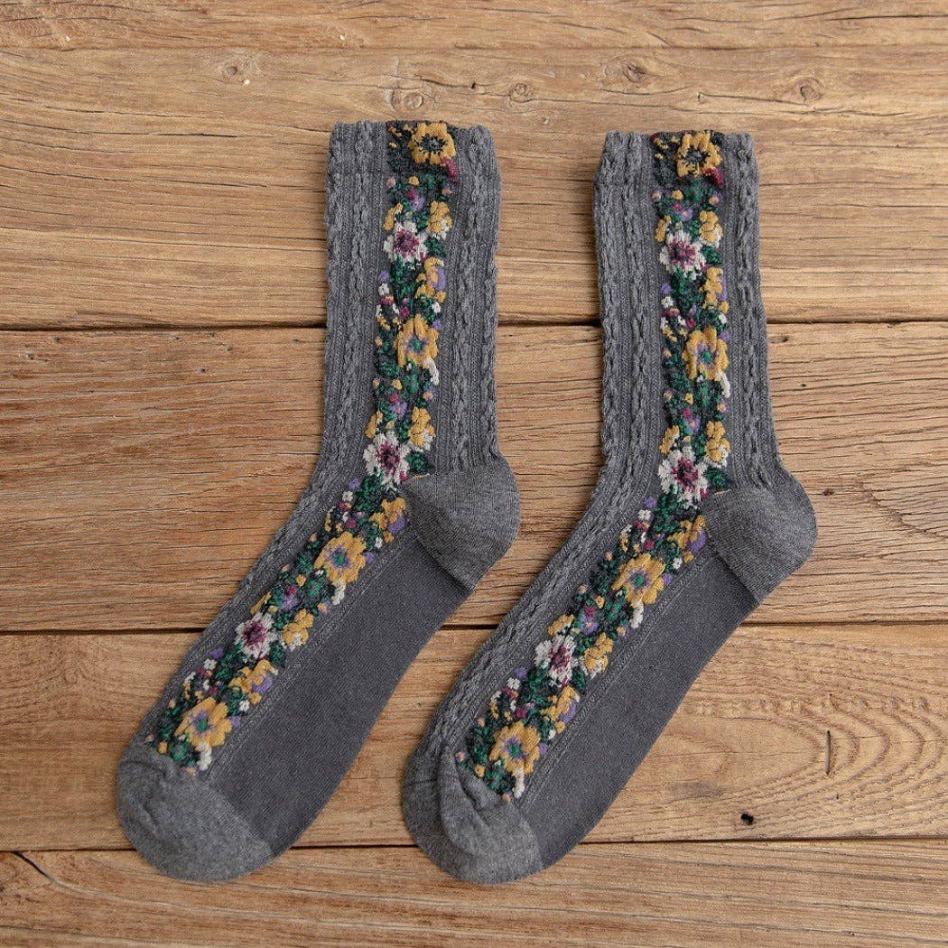 Vintage Floral Print Summer Socks / Rufia