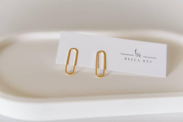 Carlysle Gold Plated Oval Studs - Small / Bella Rey