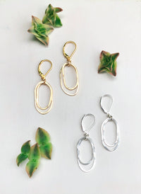 Simple Flame Earrings, Stacked Oval Drops, silver or gold