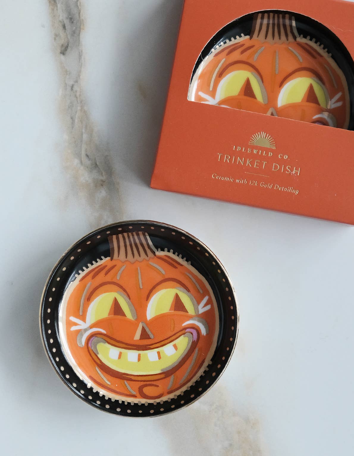 Halloween Porcelain Trinket Dish | Vintage Jack-o-Lantern