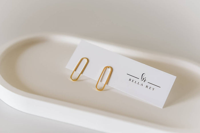 Carlysle Gold Plated Oval Studs - Small / Bella Rey