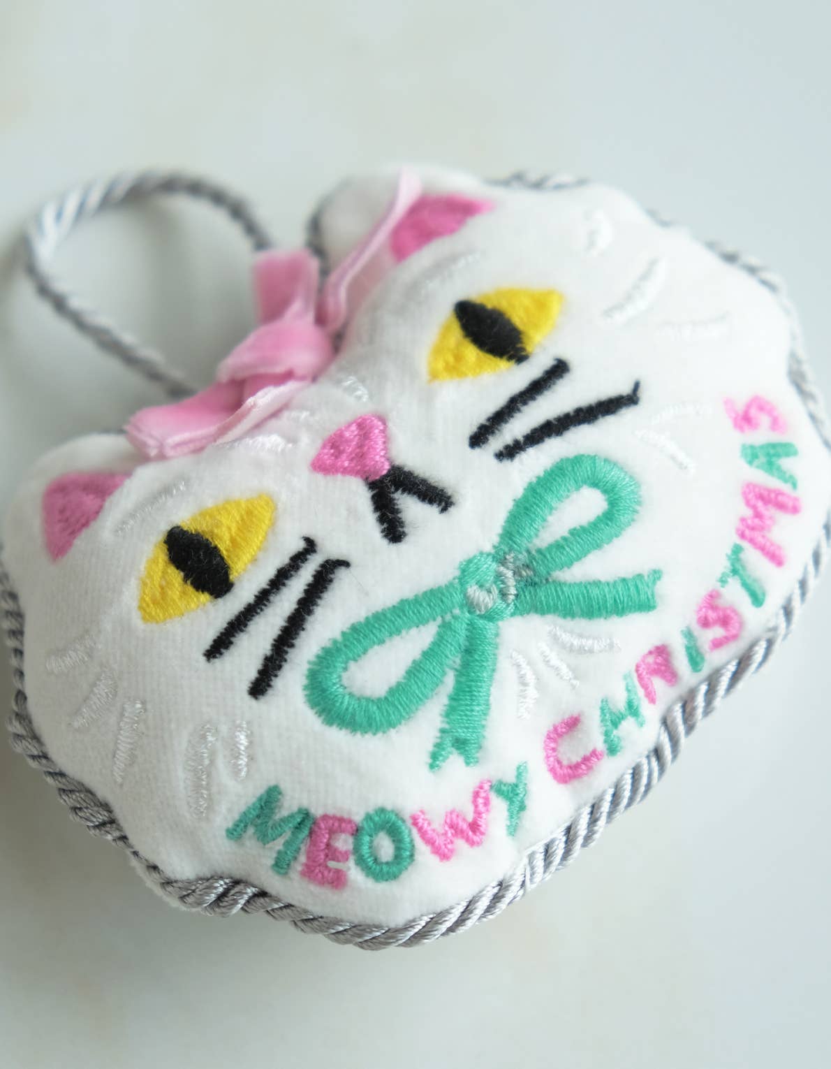 Velvet Embroidered Ornament | Meowy Christmas
