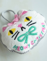 Velvet Embroidered Ornament | Meowy Christmas