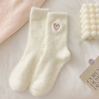 Pink Heart Fluffy Socks Women Winter Warm & Cozy