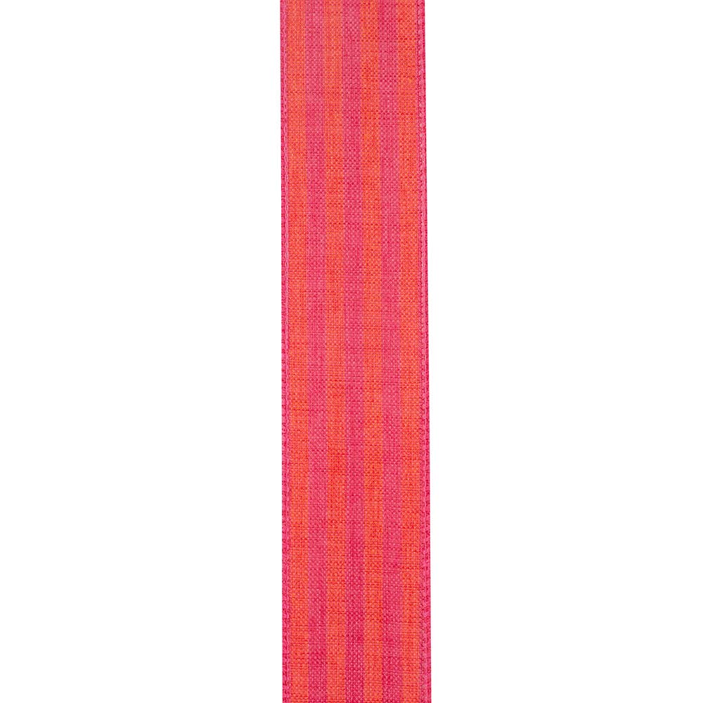 Broad Striped Linen, Orange/fuchsia, 1-1/2 In